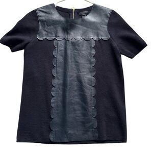 J. Crew 100% Merino Wool Sweater With Leather Front Detail Size S